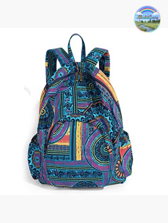 Large Bohemian Hippie Canvas Backpack Foldable Travel Daypack